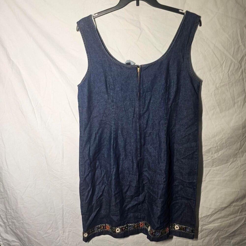 Vintage y2k 90s blue denim whimsigoth beaded hem dress - Picture 2 of 4